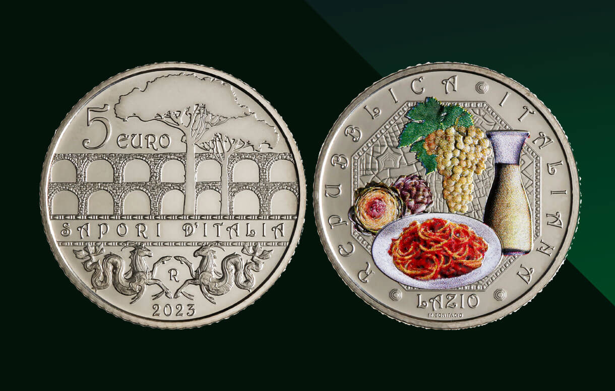 UNA MONETA DEDICATA ALLA REGIONE LAZIO CON FRASCATI E AMATRICIANA CONCLUDE LE EMISSIONI DELLA COLLEZIONE NUMISMATICA 2023